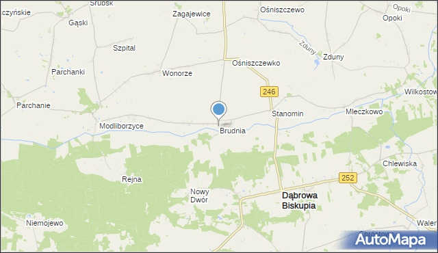 mapa Brudnia, Brudnia na mapie Targeo